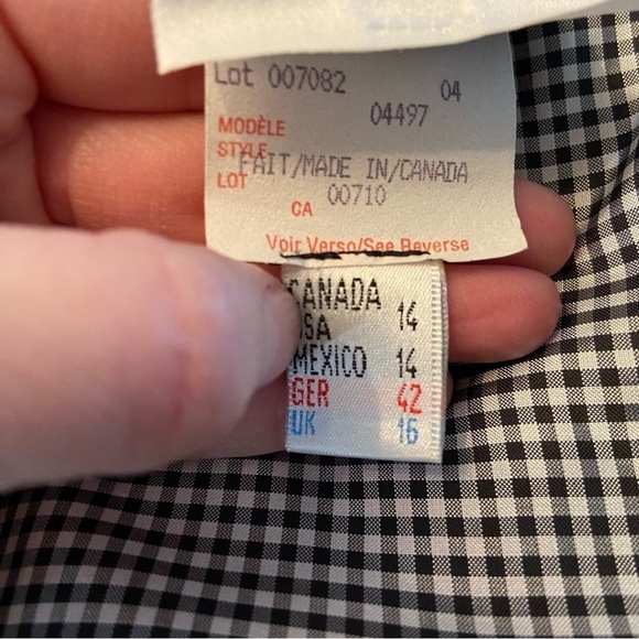 Joseph Ribkoff women’s gingham checked button up cropped blouse in size 14 - Picture 9 of 12